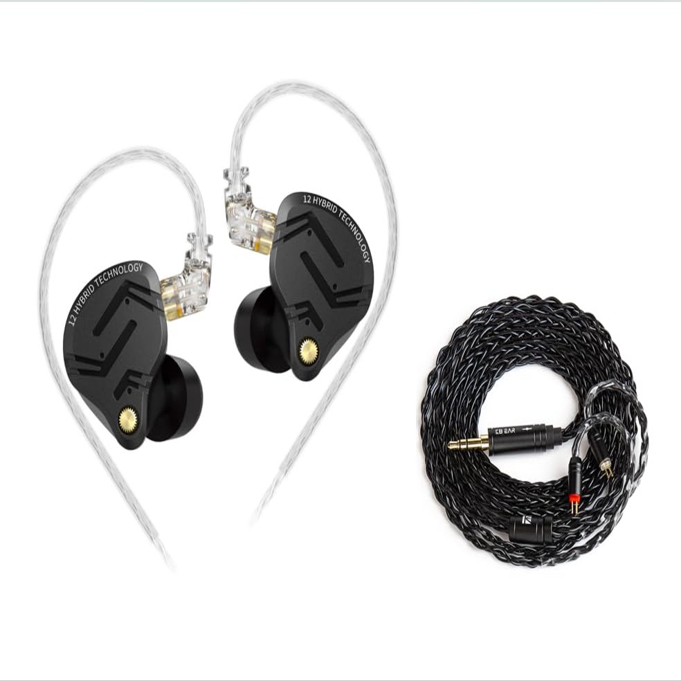 2M Long Recessed 2Pin IEM Cable and KZ ZS12 PRO X in Ear Monitor Headphones