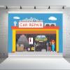BELECO 5x3ft Fabric Car Repair Backdrop Cartoon Auto Repair Shop Mechanic Tools Garage Car Service Background for Party Decorations Kids Boys Birthday Photoshoot Studio Prop view 3