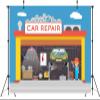 BELECO 5x3ft Fabric Car Repair Backdrop Cartoon Auto Repair Shop Mechanic Tools Garage Car Service Background for Party Decorations Kids Boys Birthday Photoshoot Studio Prop view 4