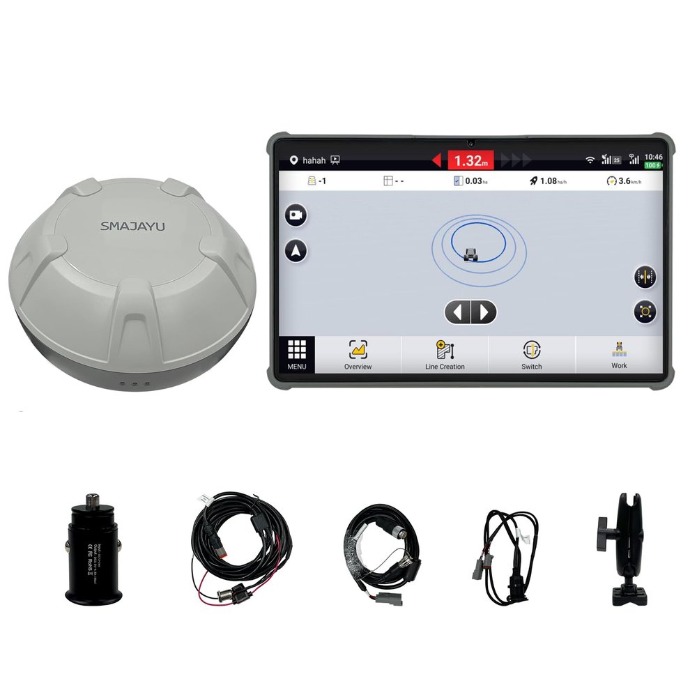 SMA10 Tractor GPS Guidance System for Agriculture, Precision Farming Navigation System with PPP and SBAS, 10cm Accuracy by PPP, 2.5cm by RTK High Accuracy Anti-Interference GNSS Antenna