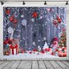 DULUDA 10x10 FT Christmas Backdrop Winter Holiday Snowflake Xmas Tree Wood Wall Floor Christmas Backdrops for Photography Photo Party Supplies Theme Decor Studio Booth Props view 3