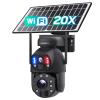 INQMEGA 2.4G WiFi 20X Optical Zoom 6MP Solar Security Camera with Dual-Lens,Solar Camera Wireless Outdoor,Siren Alarm,Color Night Vision,Dual Screen view 1