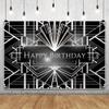 10x6.5ft Geometric Birthday Backdrop Luxurious Black White Theme Retro Texture Photography Backdrops 3D Wedding Birthday Party Adults Children Party Banner Photo Studio Booth view 1
