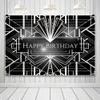 10x6.5ft Geometric Birthday Backdrop Luxurious Black White Theme Retro Texture Photography Backdrops 3D Wedding Birthday Party Adults Children Party Banner Photo Studio Booth view 2