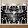 10x6.5ft Geometric Birthday Backdrop Luxurious Black White Theme Retro Texture Photography Backdrops 3D Wedding Birthday Party Adults Children Party Banner Photo Studio Booth view 3