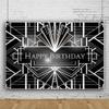 10x6.5ft Geometric Birthday Backdrop Luxurious Black White Theme Retro Texture Photography Backdrops 3D Wedding Birthday Party Adults Children Party Banner Photo Studio Booth view 4
