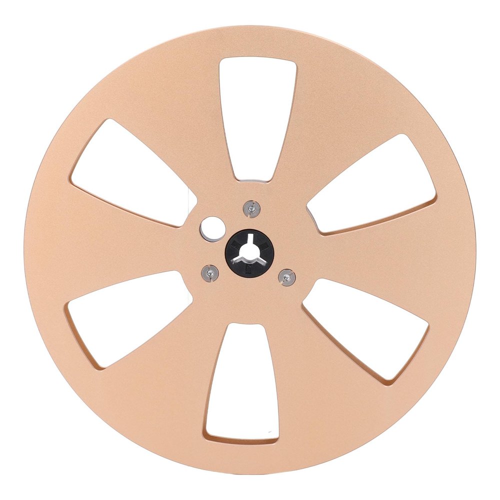 1/4 7 Inch Empty Tape Reel, Aluminum Alloy Universal Open Reel with 3 Hole, Sound Tape Empty Reel for Reel to Reel for TEAC, Easy Installing Reel with Less Noise (Gold)