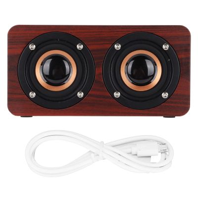 ASHATA Wooden Speaker, Dual 5 Retro Subwoofer AUX Stereo Speaker for Home Tablet (#12)