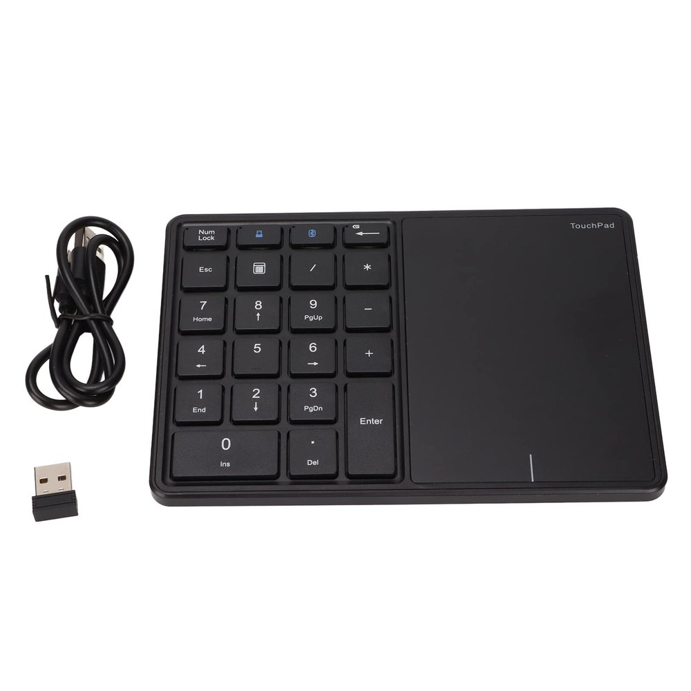 GOTOTOP 21 Keys Number Pad with Touchpad, BT4.2 & 2.4G Dual Modes, for Win, iOS, OS X (Black)