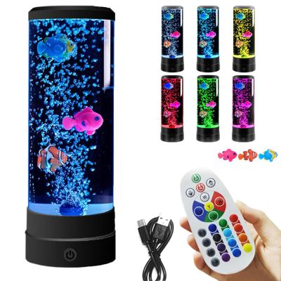Baby Sensory Fish Lamp, Sensory Fish Tank Lamp, Fish Lamps for Kids,Fish Night Light Aquarium for Kids, 16 Color LED Fish Night Light Table Mood Lamps for Adults Kids (Black)