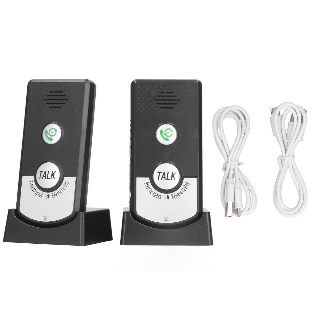 2 Way Talk Doorbell Voice Intercom Doorbell Home Caregiver Pager Intercom Doorbell System,Super Long Range Intercomunicador (Black)