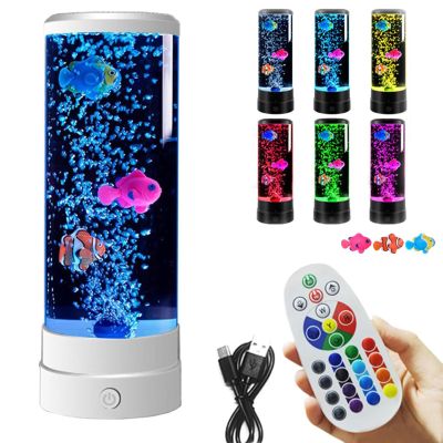 Baby Sensory Fish Lamp, Sensory Fish Tank Lamp, Fish Lamps for Kids,Fish Night Light Aquarium for Kids, 16 Color LED Fish Night Light Table Mood Lamps for Adults Kids (White)