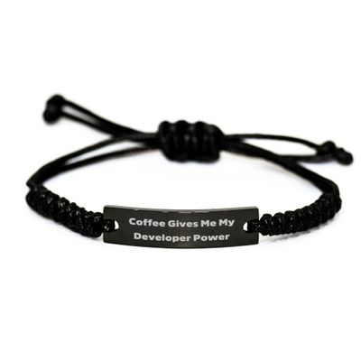 Funny Coffee Gives Me My Developer Power Adjustable Rope Bracelet Gifts from Friends to Developers on Birthday