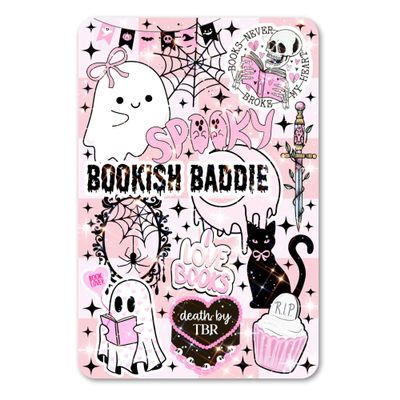 Kindle Insert | E Reader Bookish Insert for Clear Case | Booktok Stickers Case Insert | Spooky Season Book Gifts | Pink Spooky Halloween | Fall (Kindle 12th Gen PAPERWHITE and COLORSOFT 7")