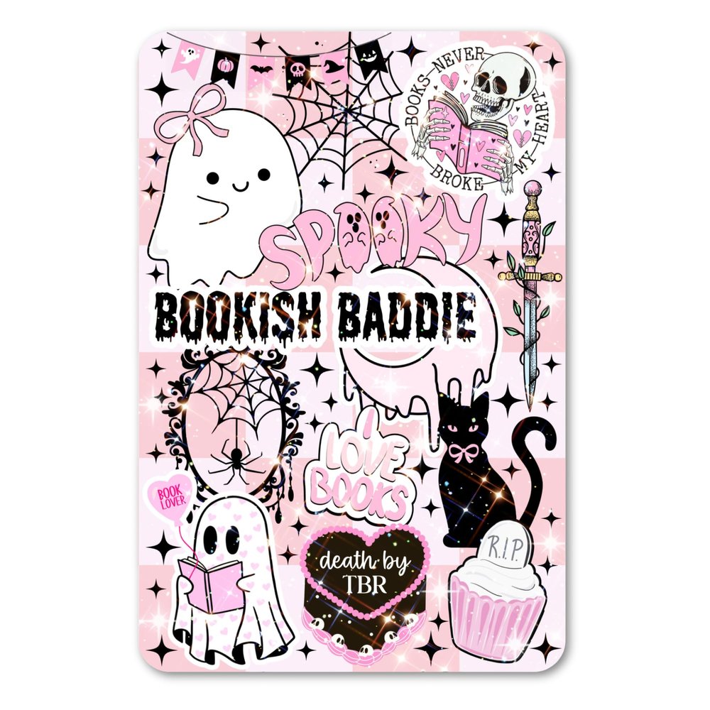 Kindle Insert | E Reader Bookish Insert for Clear Case | Booktok Stickers Case Insert | Spooky Season Book Gifts | Pink Spooky Halloween | Fall (Kindle 12th Gen PAPERWHITE and COLORSOFT 7")