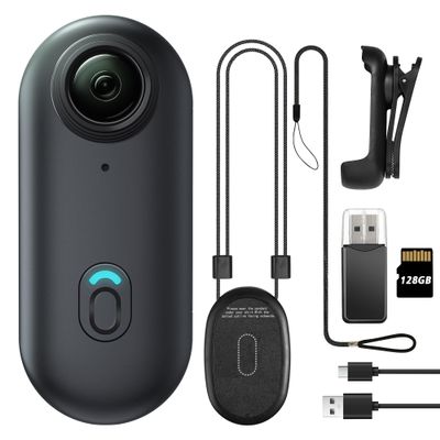 Meoilkolnm Mini Wearable Body Worn Action Camera, FHD 1080P, Thumb Size, Hands Free Recording with Premium Portable Camcorder Mount Anywhere for Security, Work, Guard, Travel, 128GB, Black