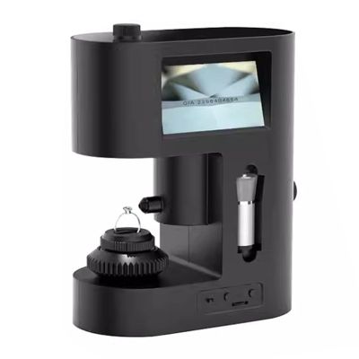 Diamond Inscription Viewer, 30-200X Diamond Waist Code Microscope, with LED Fill Light and Dual Screen Display, for Diamond Testing, Textile Industry