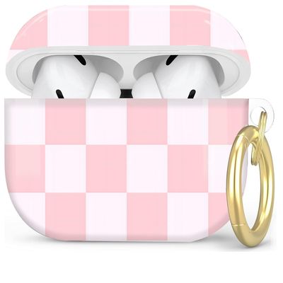Compatible with AirPod Pro 2nd/1st Generation Case Cover with Key Chain,Full Protective Shockproof Wireless Headphone Case for Airpod Pro 2023/2022/2019(Pink Checkers)