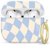 Compatible with AirPod Pro 2nd/1st Generation Case Cover with Key Chain,Full Protective Shockproof Wireless Headphone Case for Airpod Pro 2023/2022/2019(Blue Checkerboard) view 1