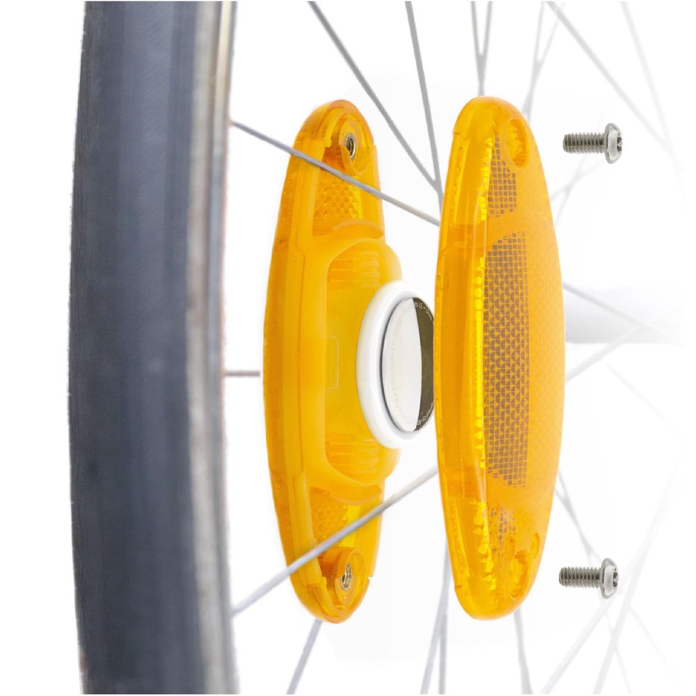 Overade AIRFLEC x2 - Bike Mount for AirTag GPS Tracker - Wheel Reflectors - Bicycle Anti-Theft Alarm