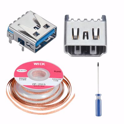 aiqaede Repair Kit, 1 HDMI Port, 1 USB Port, Solder Sucker Braid Tool