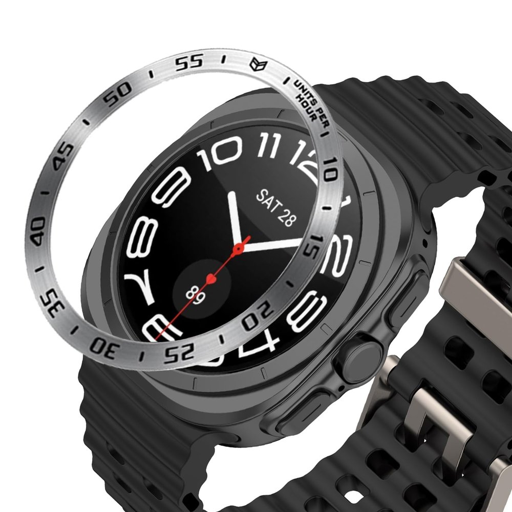 AISPORTS Bezel Ring Compatible with Samsung Galaxy Watch 7 44mm Bezel Loop Adhesive Cover Anti Scratch Stainless Steel Metal Bezel Styling Dial Protective Case Cover for Samsung Galaxy Watch 7 44mm