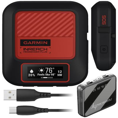 Wearable4U - Garmin in Reach Messenger Plus, with Photo, Text & Voice Messaging Wothout Cell Service SOS Satelite Communicator (IPX7), Temp-Resistant | PowerBank Bundle