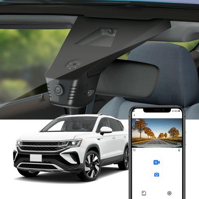 Fitcamx 4K Dash Cam Suitable for Volkswagen Taos 2022-2025 S SE Black SEL (HD2-6108), Integrated OEM Look, UHD 2160P Video, WiFi Connect & APP, Loop Recording, Parking Sensor, Plug & Play, 64GB Card