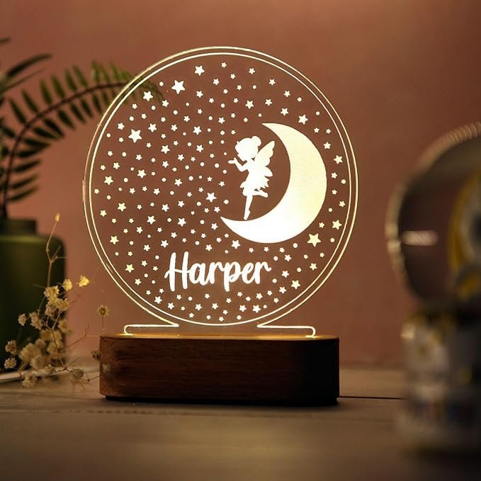 bonibom Personalized Night Light for Kids with Name, Personalized Gifts for Baby Girl, Custom Rainbow Night Light for Baby Nursery, Customized Gifts for Kids Boys Girls (Rocket) (Harper)