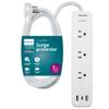 Philips EZFit 3-Outlet Adapter-Spaced Surge Protector, 6ft Braided Cord, Power Strip, Extension Cord with 2 USB-A and 1 USB-C, 490J, White, SPP3863W/37 view 1