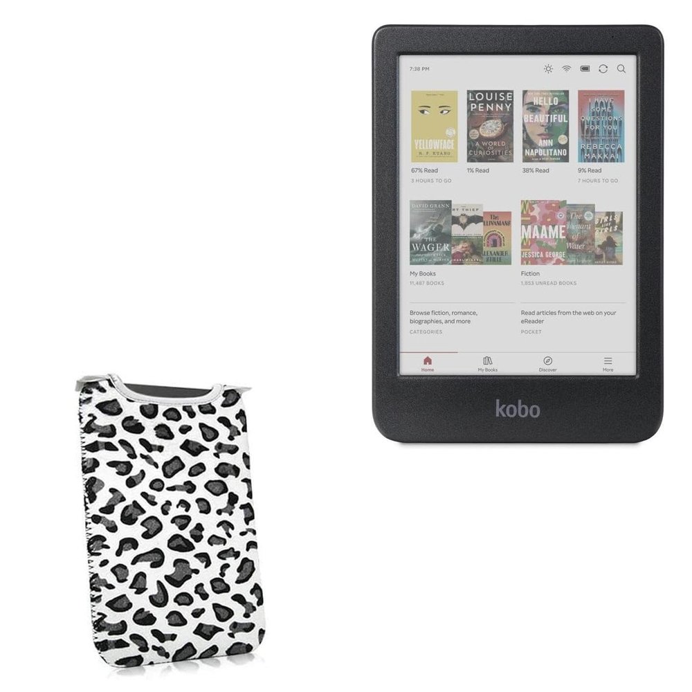 BoxWave Case Compatible with Kobo Clara Colour - Snow Leopard Plush SlipSuit, Animal Leopard Print Padded Soft Sleeve
