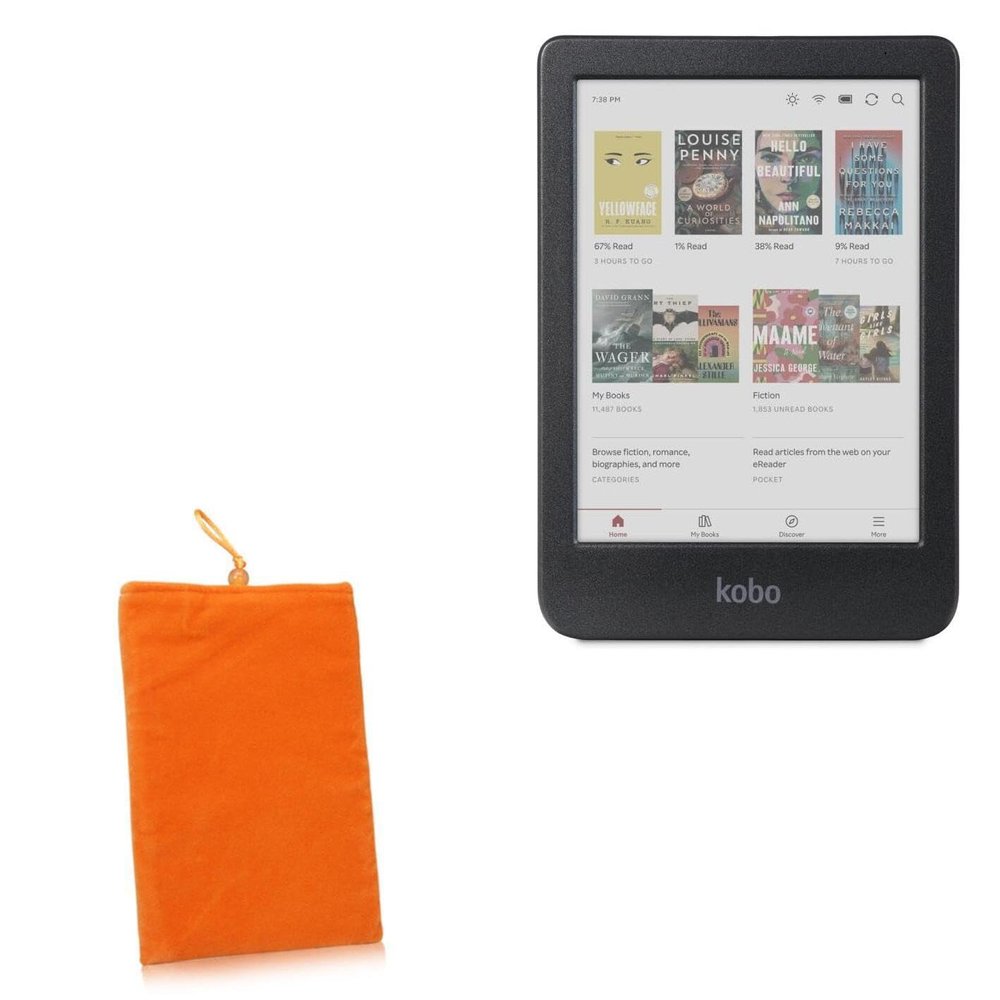 BoxWave Case Compatible with Kobo Clara Colour - Velvet Pouch, Soft Velour Fabric Bag Sleeve with Drawstring - Bold Orange