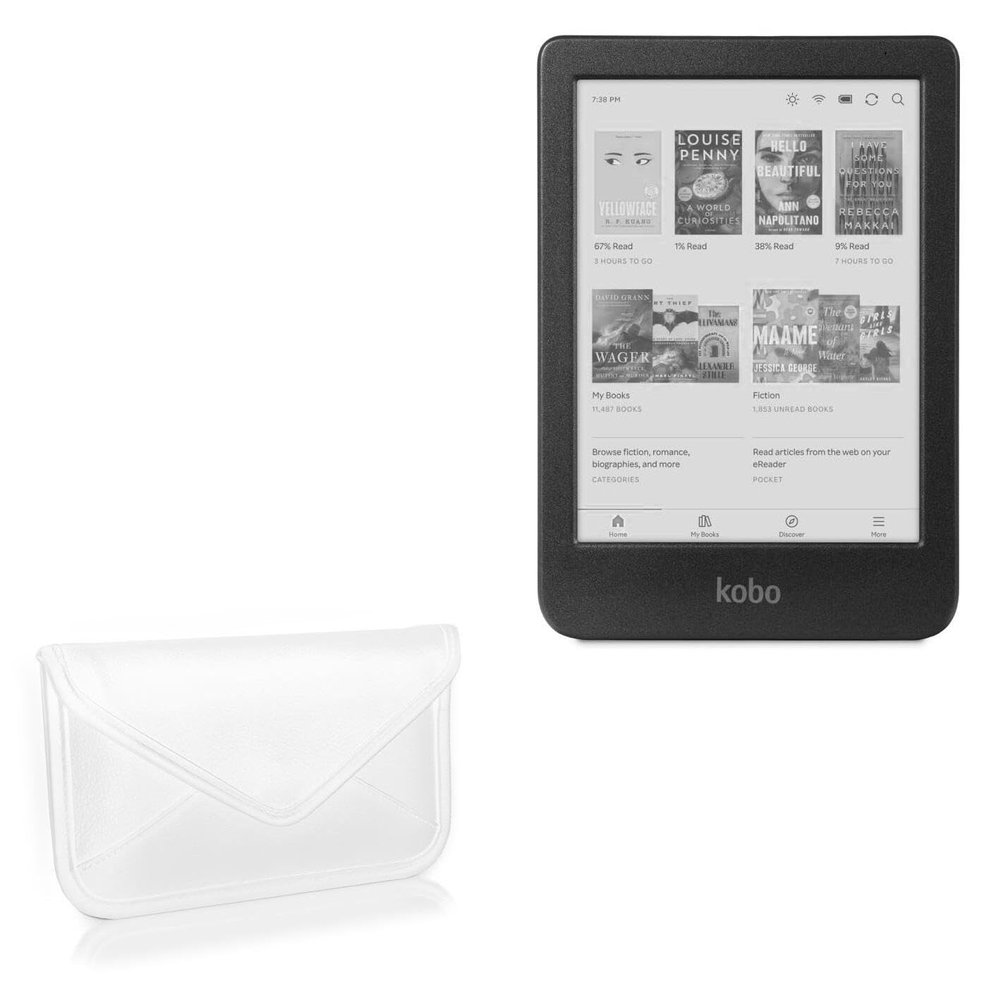 BoxWave Case Compatible with Kobo Clara Colour - Elite Leather Messenger Pouch, Synthetic Leather Cover Case Envelope Design - Ivory White