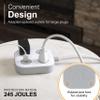 GE UltraPro 3-Outlet Surge Protector with 4ft Braided Cord, Power Strip, Extension Cord, Flat Plug, 1 USB-A & 1 USB-C Port, 245 Joules, for Home School & Office, Charging Station, White  81786 view 3