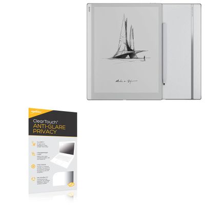 BoxWave Screen Protector Compatible with Boox Tablet Go (10.3 in) - ClearTouch Anti-Glare Privacy (2-Pack), Privacy Screen Protector Flexible Film Anti-Glare