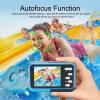 Underwater Camera 4K 48MP Autofocus Selfie Dual Screen Camera, 11FT Compact Digital Camera, Fill Light Underwater Camera for Snorkeling (Blue) view 2