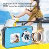 Underwater Camera 4K 48MP Autofocus Selfie Dual Screen Camera, 11FT Compact Digital Camera, Fill Light Underwater Camera for Snorkeling (Blue) view 3