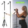 Camera Tripod Stand Lightweight Aluminum Alloy Portable 168CM 66.14Inch with Phone Clip Black view 2