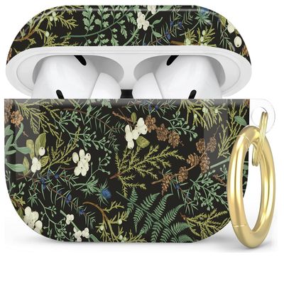 Compatible with AirPod Pro 2nd/1st Generation Case Cover with Key Chain,Full Protective Shockproof Wireless Headphone Case for Airpod Pro 2023/2022/2019(Botanical Forest)