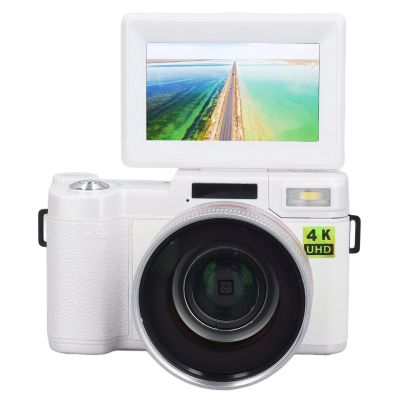 4K Digital Camera, Autofocus 48MP HD Vlogging Camera with 32G Card, 3.0 TFT 180 Flip Screen, 4X Digital Zoom, Face Detection, Anti Shake for Photography (White)