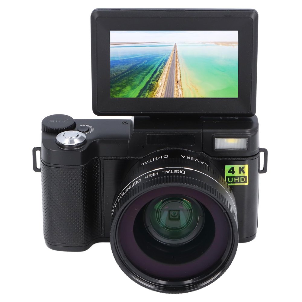 4K Digital Camera, Autofocus 48MP HD Vlogging Camera with 32G Card, 3.0 TFT 180 Flip Screen, 4X Digital Zoom, Face Detection, Anti Shake for Photography (Black)