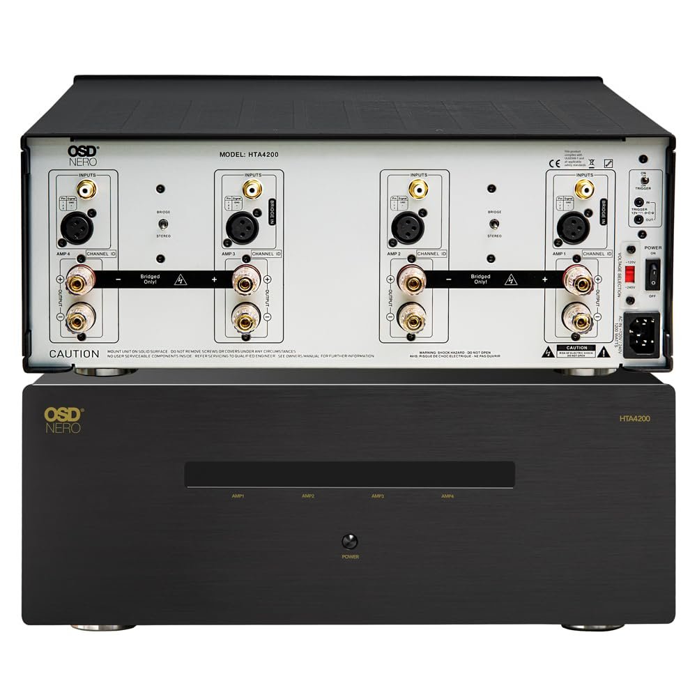 OSD Audio Nero HTA4200 Multi Channel (4X) 200W/Ch Home Theater Amplifier, Bridgeable 300W/Ch