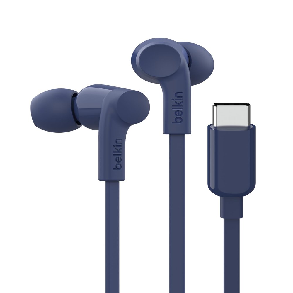 Belkin SoundForm Wired Earbuds with USB-C Connector, in-Ear Earphones w/Microphone - USB-C Headphones for iPhone 17, iPhone 16, iPad mini, Galaxy S25, Google Pixel 9, Android, and More - Blue