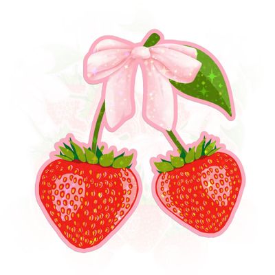 Coquette Strawberry Sticker Coquette Bow Waterproof Vinyl Decal for Water Bottles, Tumblers,Laptop, Kindle, Helmet - Gifts for Kids, Girl, Boy