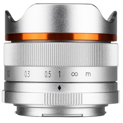 Brightin Star Fisheye Lens MF 10mm F5.6 Fish-Eye Silver Sony E-Mount for APS-C Format Manual Focus 172 Angle of View