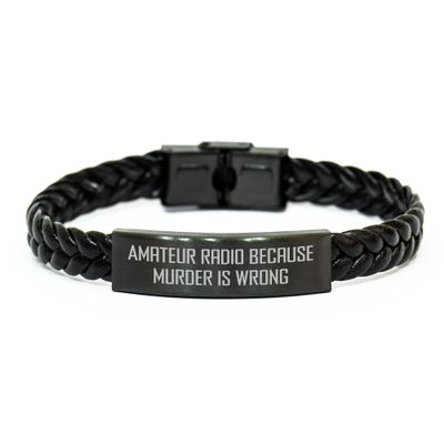 Amateur Radio Enthusiast Gift Ideas, Interlaced Leather Bracelet, Funny Quote Inside, Birthday Unique Gifts from Friends