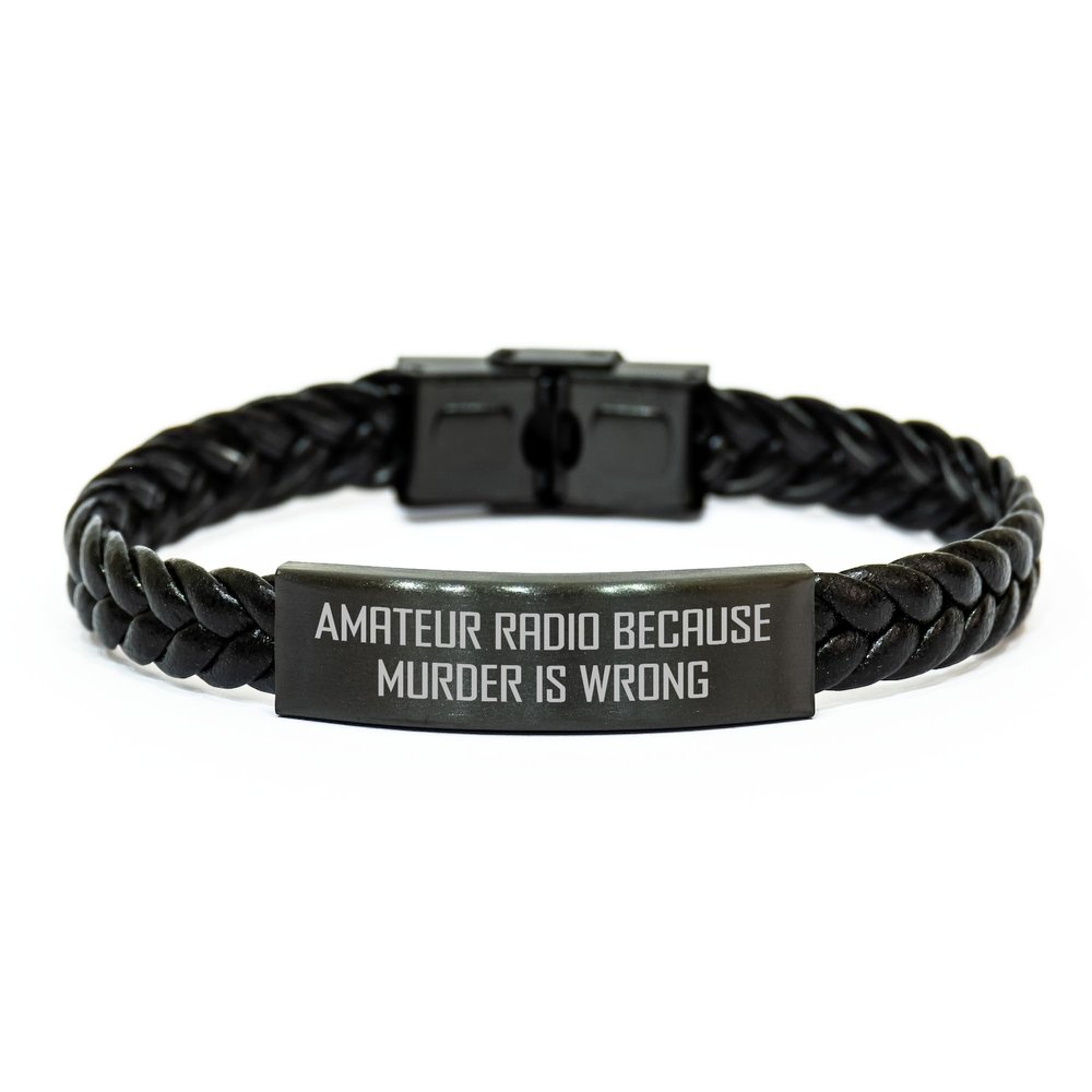 Amateur Radio Enthusiast Gift Ideas, Interlaced Leather Bracelet, Funny Quote Inside, Birthday Unique Gifts from Friends