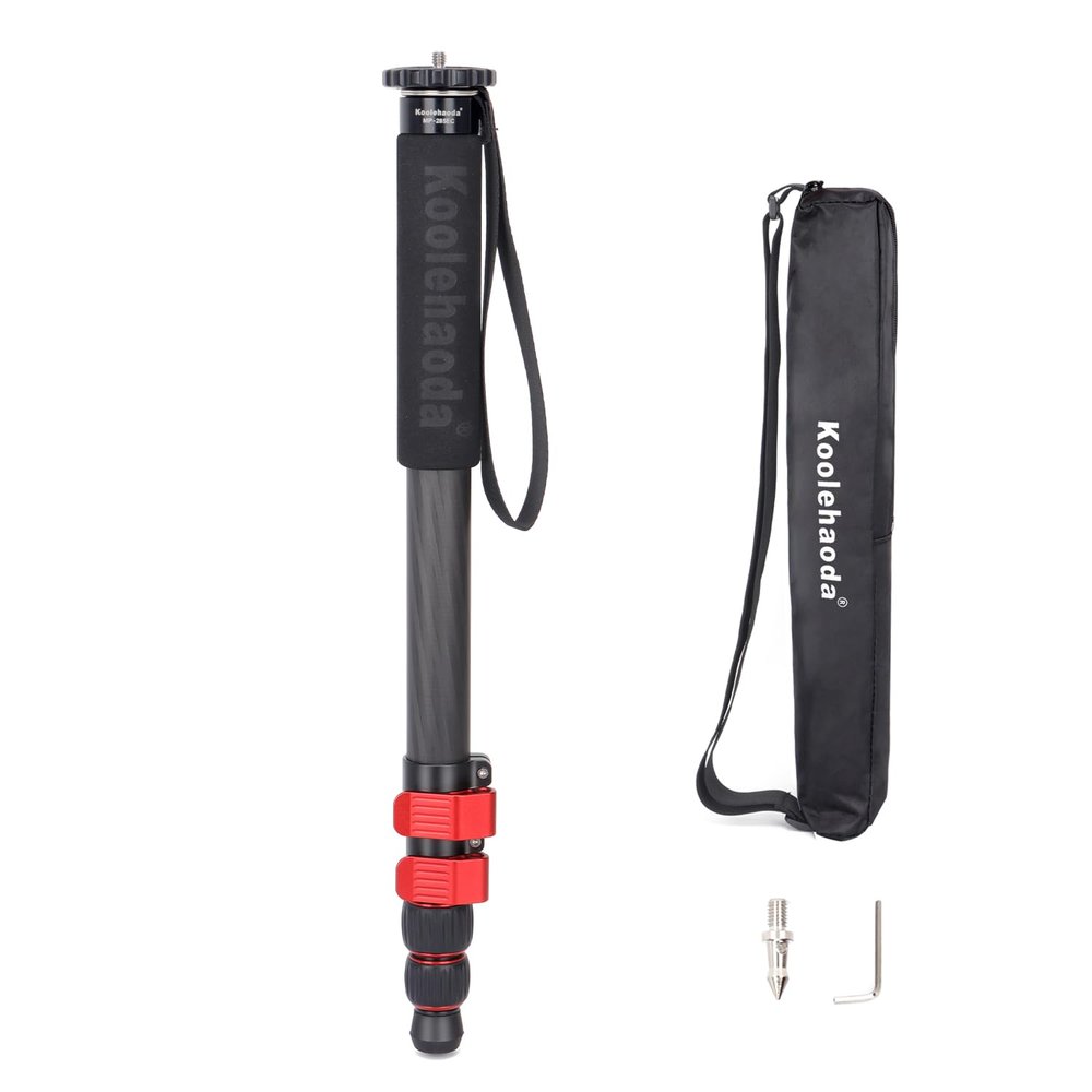 Koolehaoda Monopod for Camera, 65" Carbon Fiber Portable Compact Lightweight Travel Monopod Unipod Stick for DSLR Canon Nikon Sony Video Camcorder, Easy to Carry (MP-285EC)