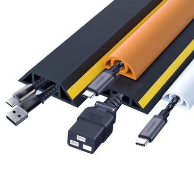 13ft Adhesive Floor Cable Cover Flexible Cord Management, Cord Cover Floor, Overfloor Cord Protector, Cable Grip, Cord Concealer, Cable Hider Raceway, Extension Cord Cover Prevent Cable Trips(Black,D5