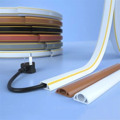 32.8ft Adhesive Floor Cable Cover Flexible Cord Management, Cord Cover Floor, Overfloor Cord Protector, Cable Grip, Cord Concealer, Cable Hider Raceway, Extension Cord Cover Prevent Cable Trips(White,